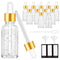 PrettyCare Eye Dropper Bottle 2 oz, 12 Pack Clear Glass Bottles with Golden Caps, Labels, Funnel & Pipettes
