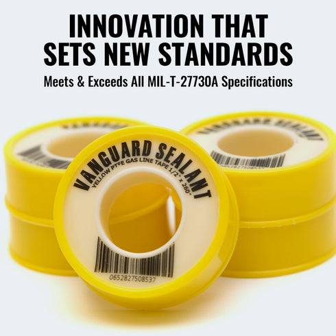 PTFE Yellow Gas Line Thread Sealant Tape, 1 Pack, 260" Length, 1/2" Width for Propane and Natural Gas