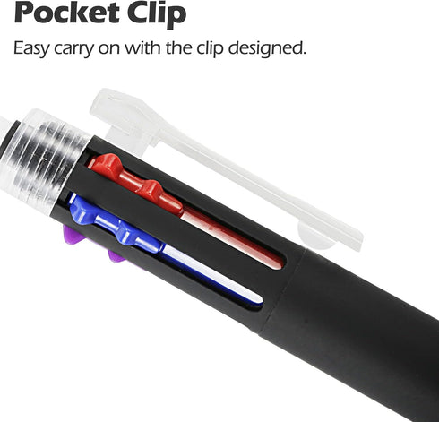 Baile 6 in 1 Multifunctional Ballpoint Pens Pack of 5 - 0.7 mm Ballpoint Pen & 0.5 mm Mechanical Pencil