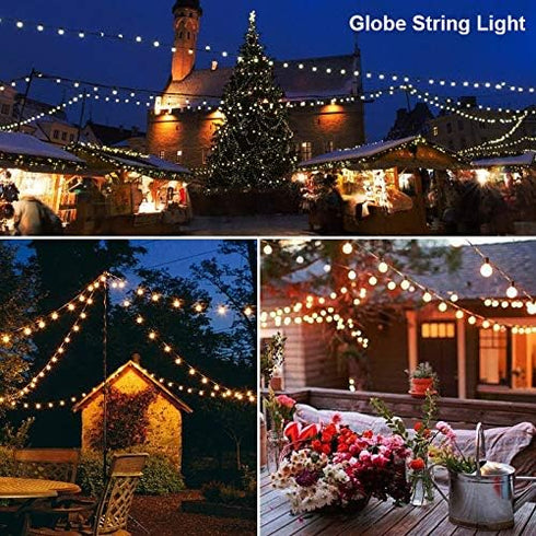 27FT 14 G40 Bulbs(1 SUNTHIN Globe Outdoor String Lights, Patio Lights with Shatterproof LED Spare), Waterproof Hanging