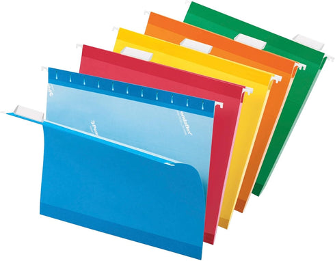 Reinforced Hanging File Folders by Pendaflex, Letter Size, Assorted, 1/5 Cut, 25/BX (4152 1/5 ASST)