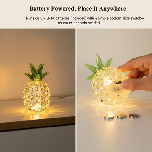 Pineapple Baby Night Light for Nursery, Battery Powered Pineapple Lamp for Home Living Room Bedroom Kitchen Office
