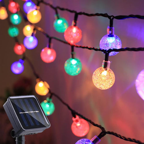 20 Feet 20 LED Solar String Lights, IP65 Waterproof Crystal Globe Fairy Lights for Outdoor Garden, Wedding, Party Decor