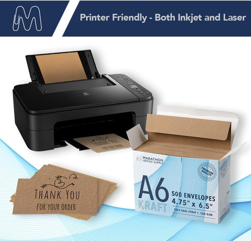 Marathon Office Supply A6 4.75 6.5 Inch 500 Pack MOS Kraft Envelopes x Brown Self-Seal Heavyweight Invitation Envelopes