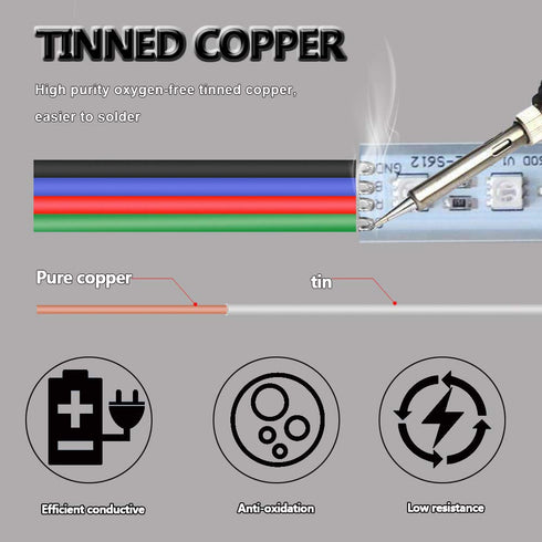 100ft 4 4PIN 22AWG 22 3528 5050 RGB Wire Conductor Cords Extension Cable LED Welding Wire Tinned Copper Gauge ga