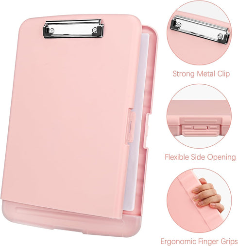 Clipboard with Storage, Plastic Clipboards 8.5x11 with Pen Holder, High Capacity Nursing Clipboard for Office Work