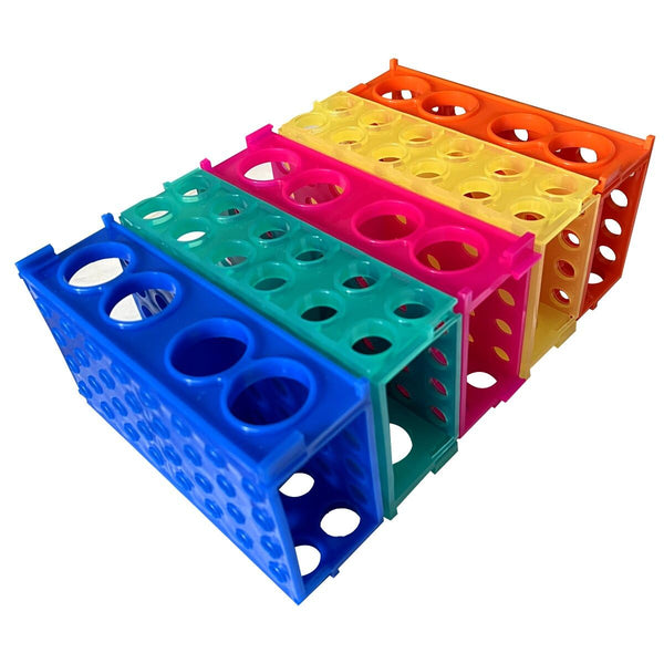 4-Way Plastic Test Tube Rack, Test Tube Holder with 5 Different Colors, Pack of 5