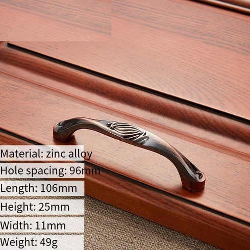 SANCHAKOU 4-Pack 96Mm Zinc Alloy Drawer Handles Carved Antique Zinc Alloy Electroplating Handle Cabinet Bedside Table