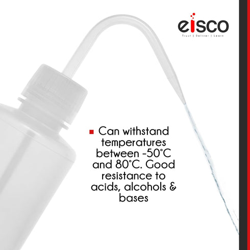 EISCO Wash Bottle, 500ml, Low Density Polyethylene, Translucent and Unbreakable with Leak-Proof Delivery Tube