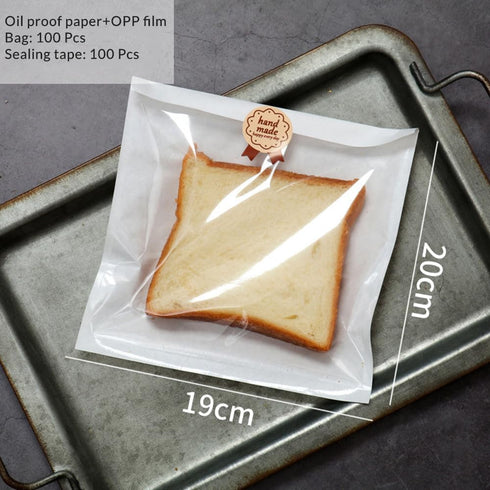 Nanaiche 100 Packaging (7.5 7.9 Inch) Pcs White Kraft Bread Bag Bakery Bags with Window,Toast bag Toast Paper Bag Paper