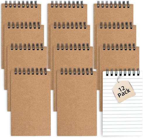 Pocket Notebooks Set of 12, Small 3x5 Spiral Notepads, Office Style Mini Notebook, Small Notepad Pocket Size, Memo Pads for Home, College, Work or School - Lined College Ruled Paper by wavamawa