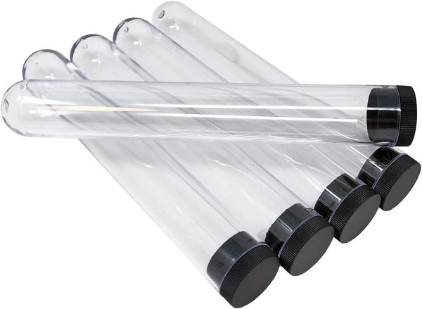 Prestige Import Group - Clear Acrylic Plastic Empty Storage Tubes, 0.812" Interior Diameter, 70ml Capacity, 10 Pack