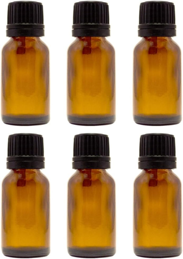 GreenHealth 15 ml Amber Glass Bottle with Euro Dropper, 6 Pack