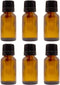 GreenHealth 15 ml Amber Glass Bottle with Euro Dropper, 6 Pack