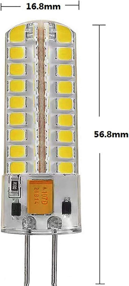G4 Bulbs 5W(Equivalent 50W T3 12VAC/DC 3000K Pack 4 LED Light to Halogen Replacement) Bi-pin Base JC Type Warm White