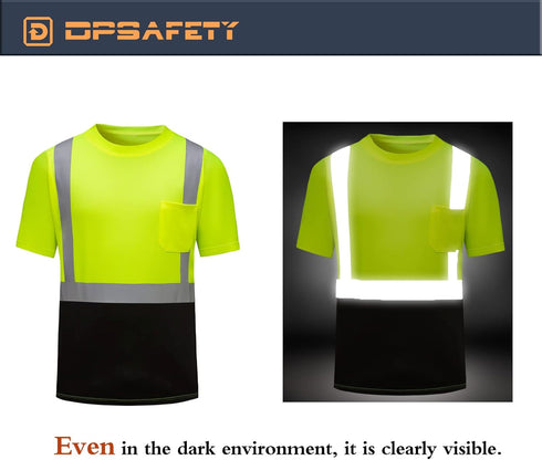 High Visibility Quick Dry Safety Shirts with Reflective Strips Pocket Short Sleeve Mesh Hi Vis for Men/Women