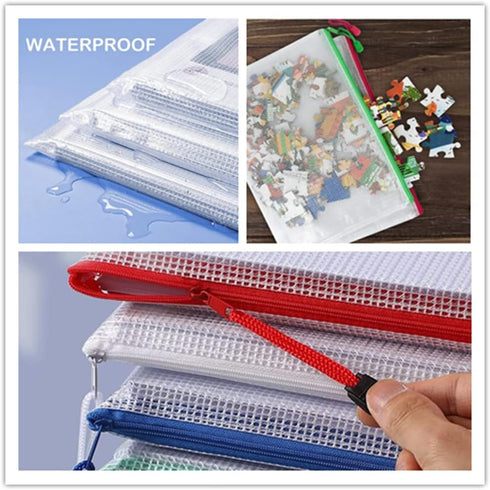 Mesh Zipper Pouch Document Bag, A4 Letter Size Waterproof Plastic Zip File Folders for Office Supplies, 40 Pack in 10