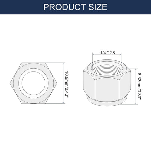 uxcell 25Pcs 1/4"-28 Nylon Insert Hex Lock Nuts, Carbon Steel Self-Locking Nylon Insert Stop Nut for Industrial Construction Fasteners, Color Zinc&White