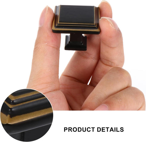 4pcs Cabilock Zinc Alloy Solid Single Hole Furniture Cabinet Drawer Handles, Black Brass Wardrobe and Bedside Table