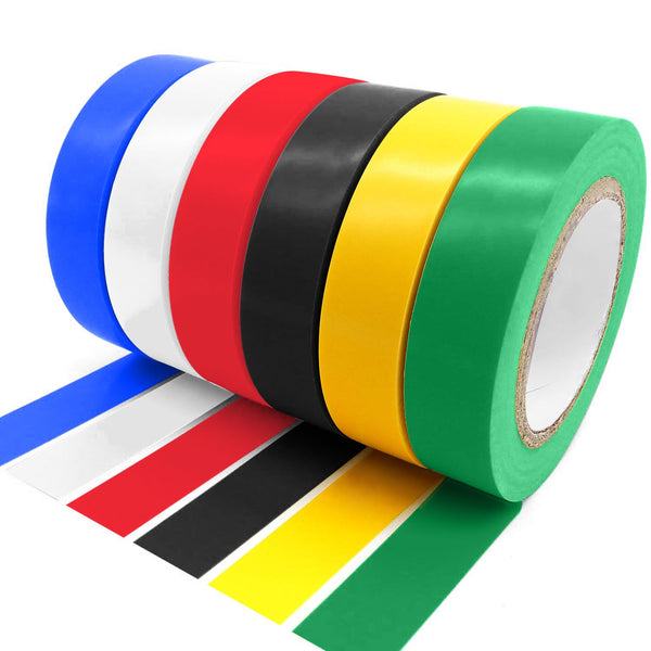 Viaky 6 Pack Electrical Tape, 0.6" x 50', High End Industrial Grade, Rated to 176 Degrees & 600 Volts, Vinyl Insulating