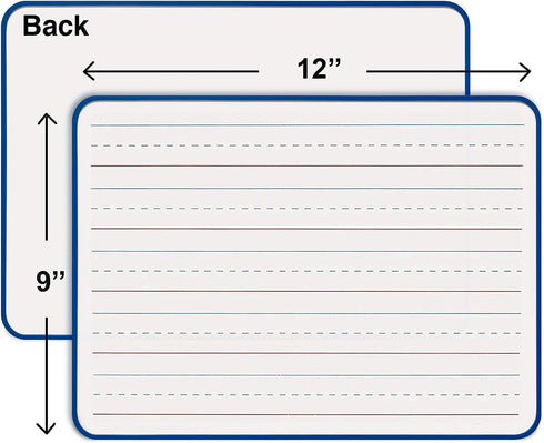 Magnetic Double Sided Dry Erase Board, 9" x 12" Small White Board, Ruled Blank Blue Framed Mini for Kids School Home