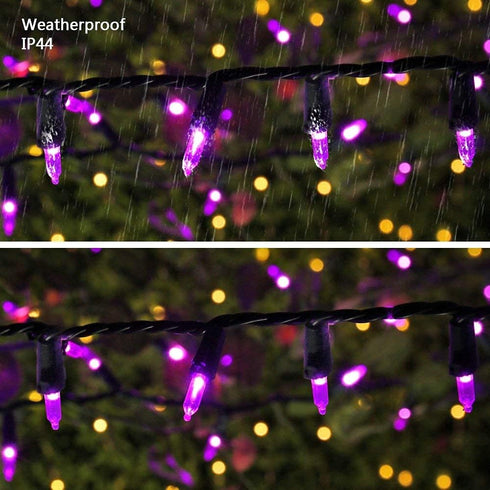 33ft 100 120V Brizled Purple String Lights, LED Christmas Lights Outdoor, Connectable Purple String Light UL Certified