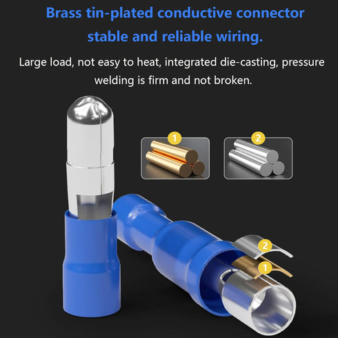 smseace 100Pcs Blue Bullet Connectors 16-14AWG for Automotive, Boat, Stereo, Industrial Equipment