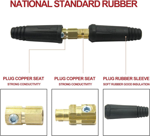 Welding Cable Joint Quick Connector Pair DINSE-Style 100Amp-200Amp (#6-#4) 10-25 SQ-MM 2-Set