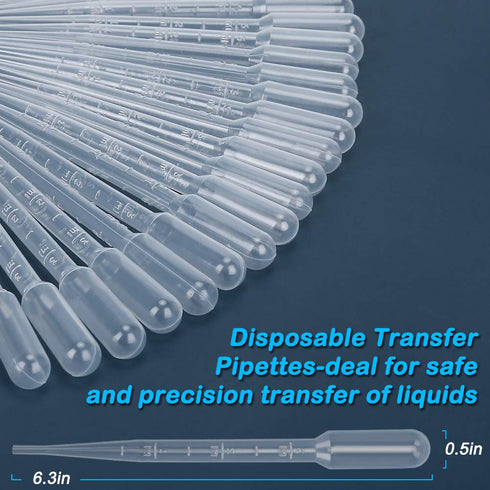 300PCS Transfer Pipettes - Plastic Disposable, 3ml Calibrated Pipette Dropper for and Science Laboratory