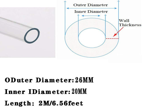 Winemaking,26mmx20mm 2m/6.56feet Silicone Tubin Hose Rubber Tubing Water Air Hose Pipe White for Pump Transfer Transfer