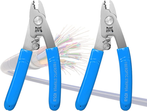 2 pcs 3 Hole Fiber Stripper - Stainless Steel CFS-3 Fiber Optic Stripping Tool with 6" Handle, Blue