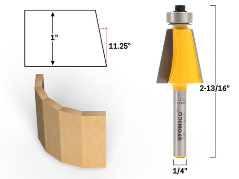 11.25 1/4-Inch 13911q YONICO Router Bits Bevel Edge Forming Degree Shank