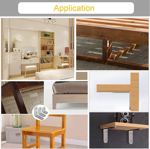 24 3 90 Pcs L Bracket Size Corner Brace Stainless Steel Small Shelf Braces for Wood, Shelves, Wall Hanging Support