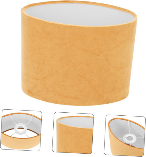 1pc E27 Oval Lamp Shade Cloth Lampshade Lamp Cover Clip on Cover Shade Modern for Table and Floor Light Golden