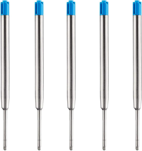 DunBong Blue Ink Refill Pack of 5, Replaceable Medium Point Ballpoint Pen Refills (Blue)