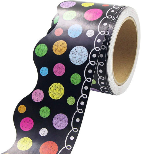Chalkboard Brights Straight Border Trim Colorful Bulletin Board Border for Classroom 36ft One Roll by Fancy Land