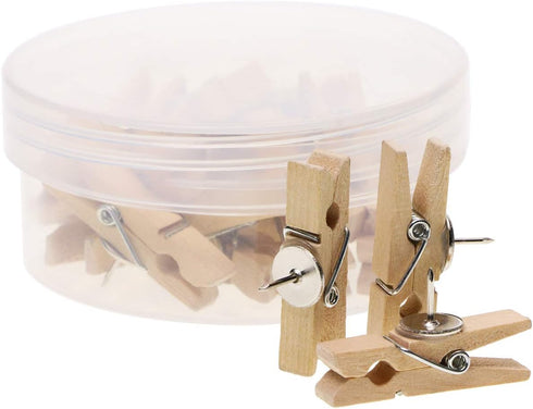 Tupalizy Wooden Clips Push Pins, Clothespins for Cork Boards, 20PCS for Photos and Craft Projects