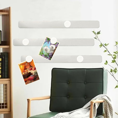 Magnetic Board with 10 Pcs White Magnet - Frameless Stainless Iron Strips with Adhesive Backing