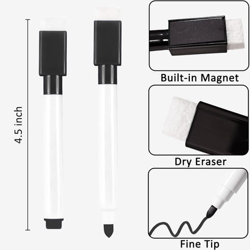 Beieverluck 200 Pieces Magnetic Dry Erase Markers with Eraser Cap, Bulk Whiteboard Pens for Kids, Teachers, Office
