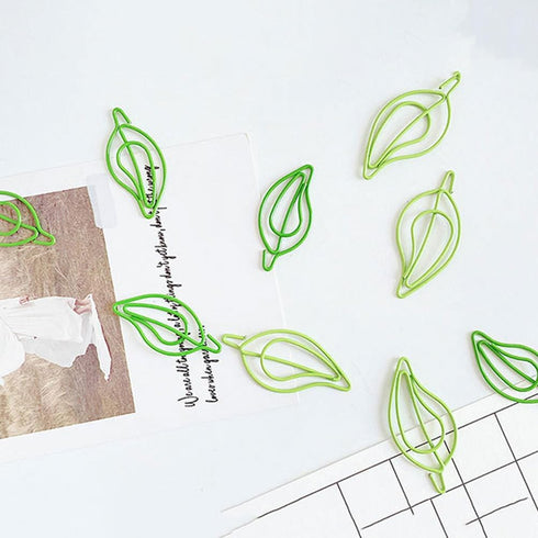 TEHAUX 30pcs Mini Paper Clips, Leaf Paper Clip, Small Stationery Clips, Office Paperclips, Bookmark Clip