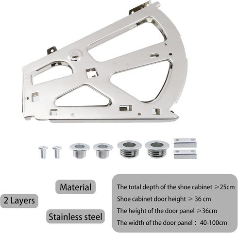 4Pcs 2 Coshar Layers Shoes Drawer Hinges Stainless Steel Fan Shape Shoe Cabinet Rack Flip Frame Replacement Fittings