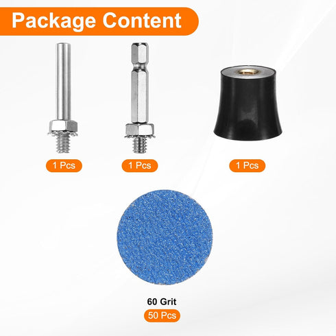 53pcs Set 1" 1/4" P60 HARFINGTON Quick Change Discs Roll Lock Sanding Discs with Shank Pad Holder Grit Surface