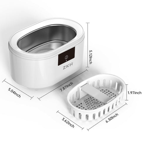 48kHz 500ml ZKH Ultrasonic Jewelry Cleaner, High Frequency Sonic Jewelry Cleaner Machine with Capacity for Jewelry