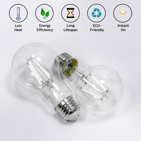 Bulb, 4 A19 Bulbs, 120 Dimmable, E26 2-Pack Maelsrlg Blue Light Watts, Colored LED Filament Clear Glass, Volts, Base