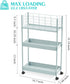 KINGRACK 3-Tier Rolling Utility Cart with Wheels, Metal Slim Storage Organizer for Kitchen, Office, Bathroom, Mint Green