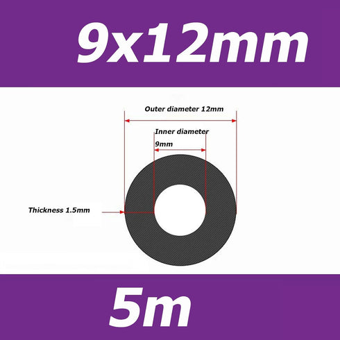 WOFICRET Black,Black,9mm*12mm/5m Silicon Tubing Hose High Temp Silicone Hose, Flexible Silicone Rubber Tube for Home
