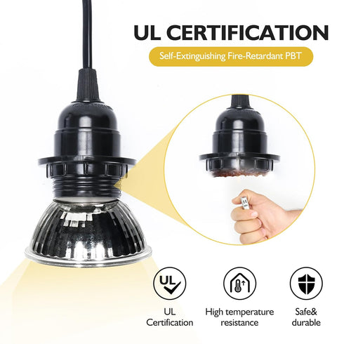 4.75ft E26/E27 Heater Lamp Base,Heat Lamp Holder Hanging Lantern Pendant Light Lamp Cord Cable Socket (Single Lamp