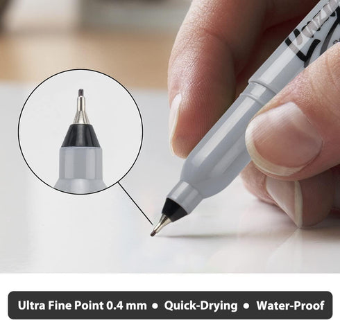Ultra Fine Permanent Marker Bulk, 32 Pack Ultra Fine Point Black Permanent Marker Set for Doodling, Marking