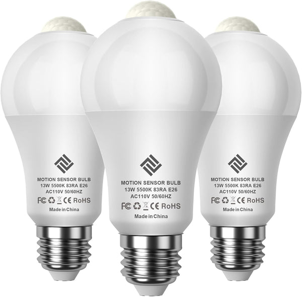 7117 Motion Sensor Light Bulbs, 13W (100Watt Equivalent), Motion Activated Dusk to Dawn