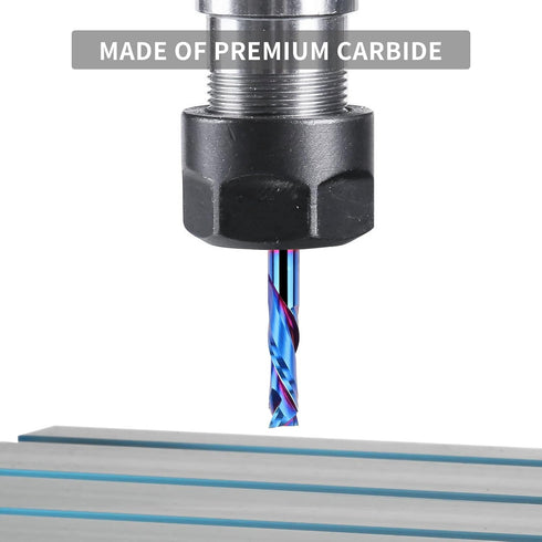 EANOSIC 1/4 inch 1/4 inch Spiral Router Bits Up Down Compression Bit Cutting Diameter with Nano Blue Coated, Shank